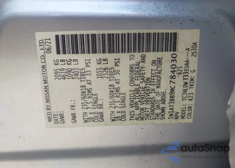 2021 Nissan Rogue Sv from USA, damaged, VIN 5N1AT3BB9MC784030